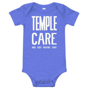 Multiple Color Options, Temple Care Baby short sleeve one piece with All White Letters