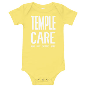 Multiple Color Options, Temple Care Baby short sleeve one piece with All White Letters