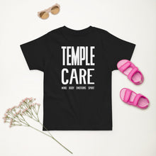 Load image into Gallery viewer, Multiple Color Options, Temple Care Toddler jersey t-shirt with All White Letters
