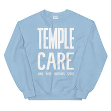 Load image into Gallery viewer, Multiple Color Options, Temple Care Unisex Sweatshirt with All White Letters
