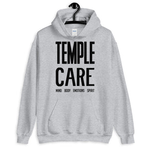 Multiple Color Options, Temple Care Unisex Hoodie with All Black Letters