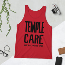 Load image into Gallery viewer, Multiple Color Options, Temple Care Adult Unisex Tank Top with All Black Letters
