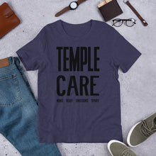 Load image into Gallery viewer, Multiple Color Options, Temple Care Short-Sleeve Unisex T-Shirt with All Black Letters

