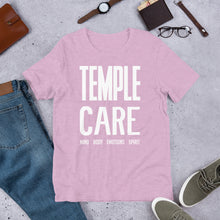 Load image into Gallery viewer, Multiple Color Options, Temple Care Short-Sleeve Unisex T-Shirt with All White Letters
