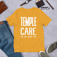 Load image into Gallery viewer, Multiple Color Options, Temple Care Short-Sleeve Unisex T-Shirt with All White Letters
