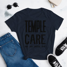 Load image into Gallery viewer, Multiple Color Options, Temple Care Women&#39;s short sleeve t-shirt with All Black Letters
