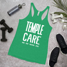 Load image into Gallery viewer, Multiple Color Options, Temple Care Women&#39;s Racerback Tank with All White Letters
