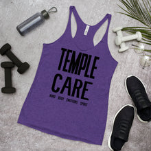 Load image into Gallery viewer, Multiple Color Options, Temple Care Women&#39;s Racerback Tank with All Black Letters
