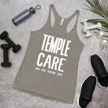 Load image into Gallery viewer, Multiple Color Options, Temple Care Women&#39;s Racerback Tank with All White Letters
