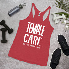 Load image into Gallery viewer, Multiple Color Options, Temple Care Women&#39;s Racerback Tank with All White Letters
